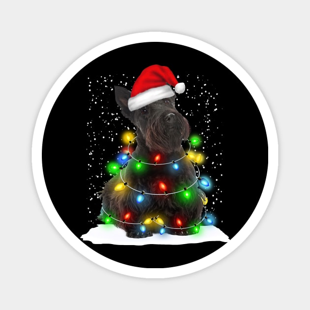 Scottish Terrier Christmas Santa Hat Xmas Tree Color Lights Magnet by Ripke Jesus